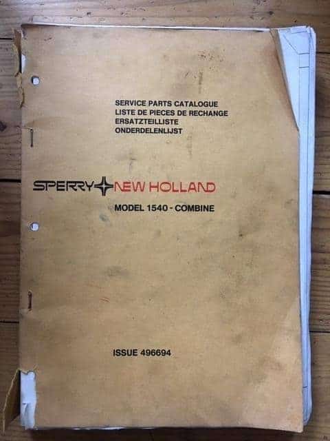 New Holland model 1540 - Combine service parts catalogue