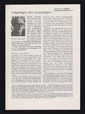 Nils Erik Hansegård : Tvåspråkighet eller halvspråkighet?