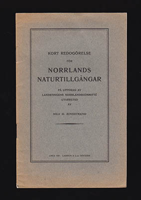 Nils G. Ringstrand : Kort redogörelse för Norrlands naturtillgångar