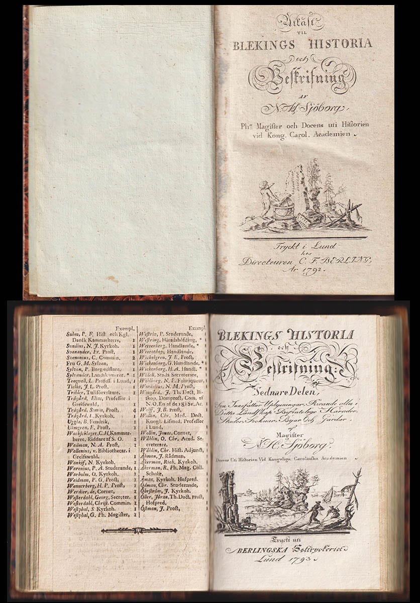 Nils Henrik Sjöborg : Utkast til Blekings historia och beskrifning. Förra delen - Sednare delen (komplett)