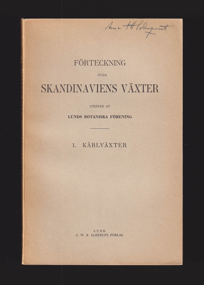 Nils Hylander : Förteckning över Skandinaviens växter. Utgiven af Lunds botaniska förening. 1. Kärlväxter. (Tryckt som manuskript)
