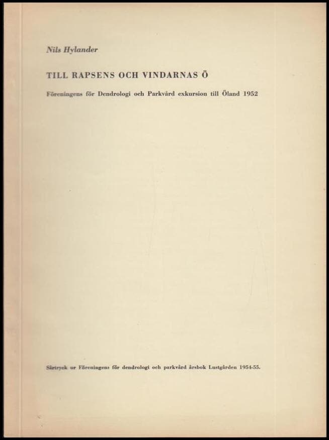 Nils Hylander : Till rapsens och vindarnas ö