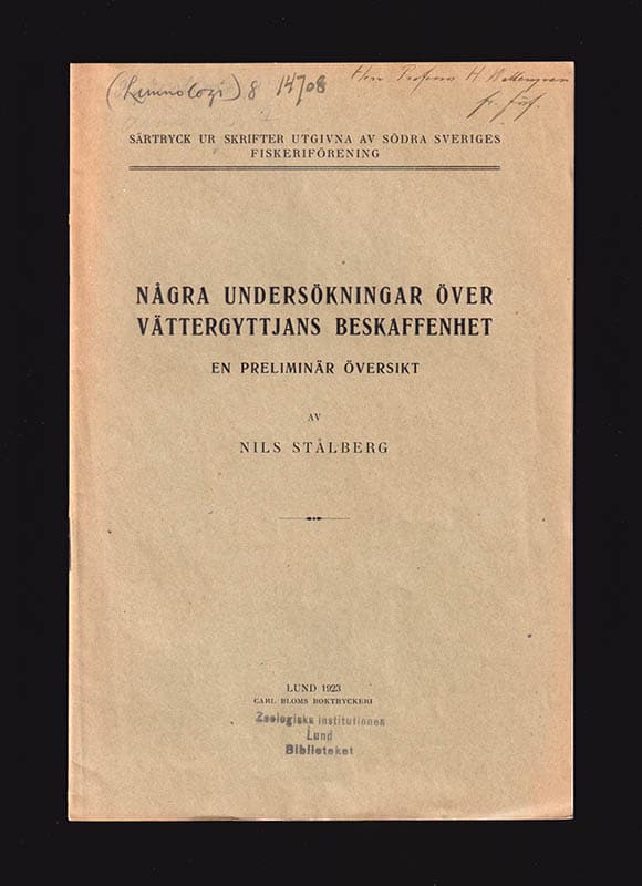 Nils Stålberg : Några undersökningar av Vättergyttjans beskaffenhet