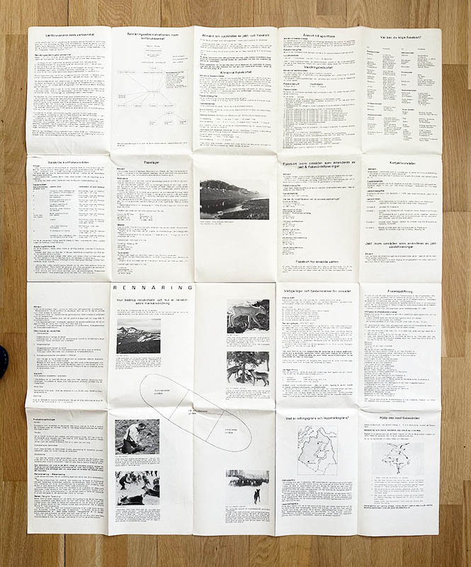 Norrbottens fjällområde. Specialkarta 1978/79. Information om fiske, jakt, lagbestämmelser, rennäring, odlingsgräns, lappmarksgräns, lantbruksverkets organisation