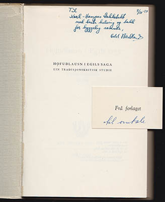 Odd Nordland : H fuðlausn i Egils saga. Ein tradisjonskritisk studie (dedikation)