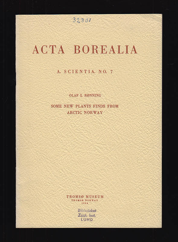 Olaf I. Rønning : Some new plants finds from Arctic Norway