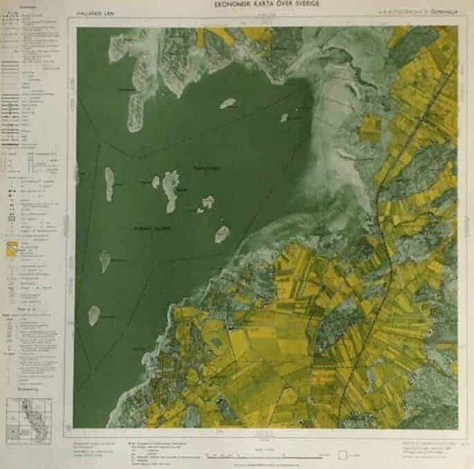 ÖLMEVALLA, HALLAND - Kartblad 1960-tal