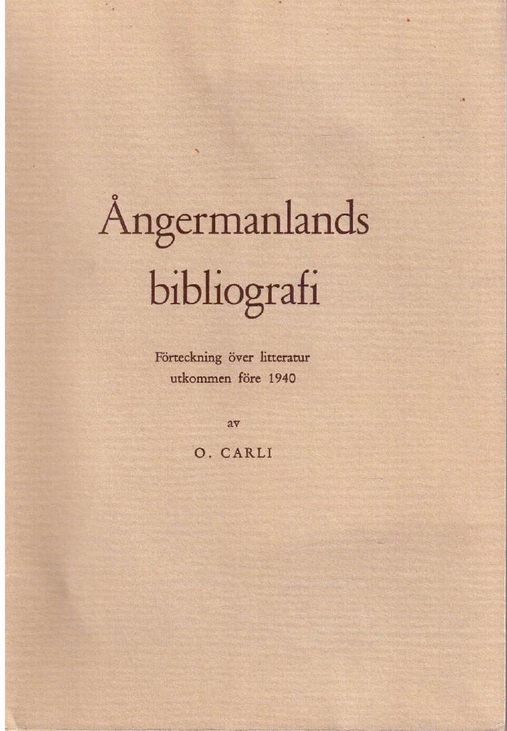 Olof Carli : Ångermanlands bibliografi