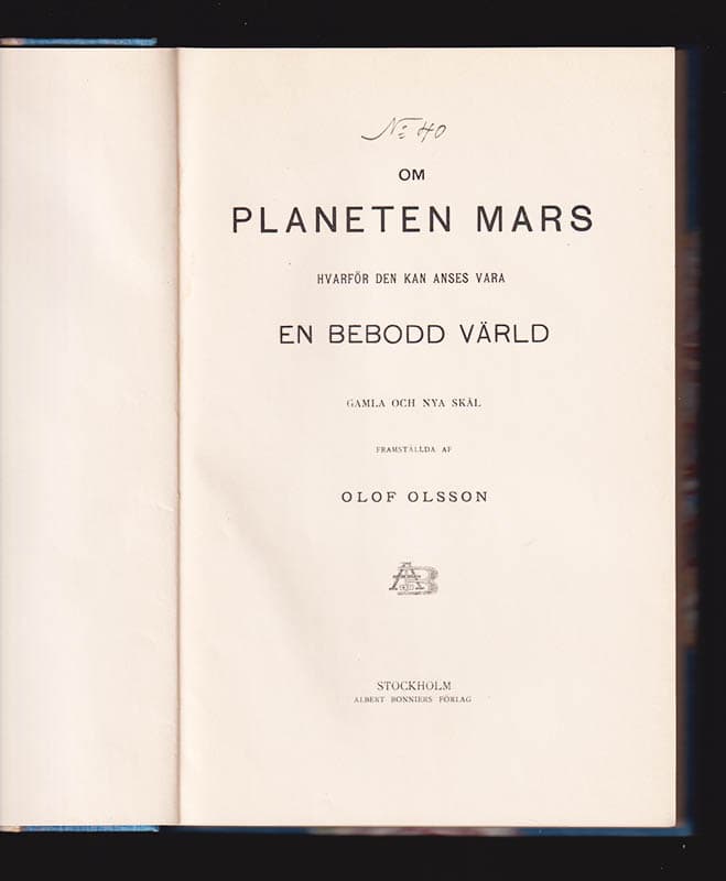 Olof Olsson : Om planeten Mars