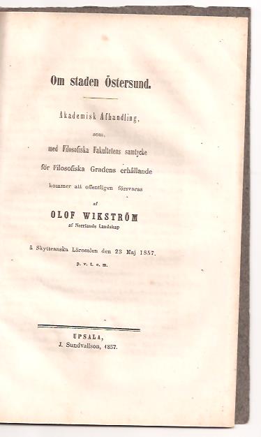 Olof Wikström : Om staden Östersund