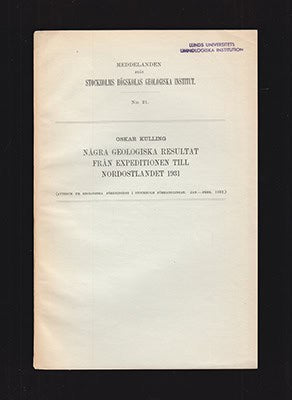 Oskar Kulling : Några geologiska resultat från expeditionen till Nordostlandet 1931
