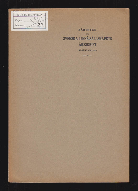 Otto Gertz : Tvenne sannolikt förlorade Linnéska manuskript ur Kilian Stobaei bibliotek