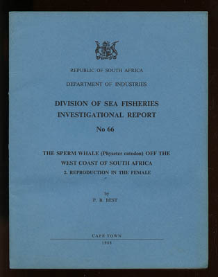P. B Best : The Sperm Whale (Physeter catodon) off the West Coast of South Africa. 2. Reproduction in the Female