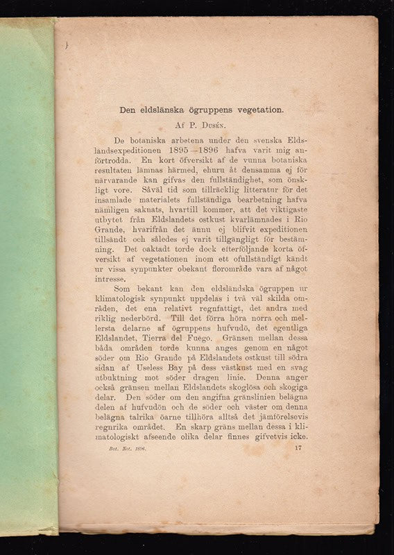 P. Dusén : Den eldsländska ögruppens vegetation (Eldslandet)