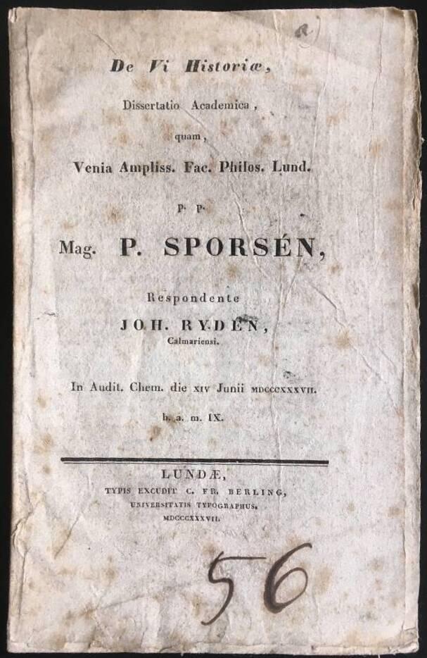 P Sporsén : De Vi Historiae