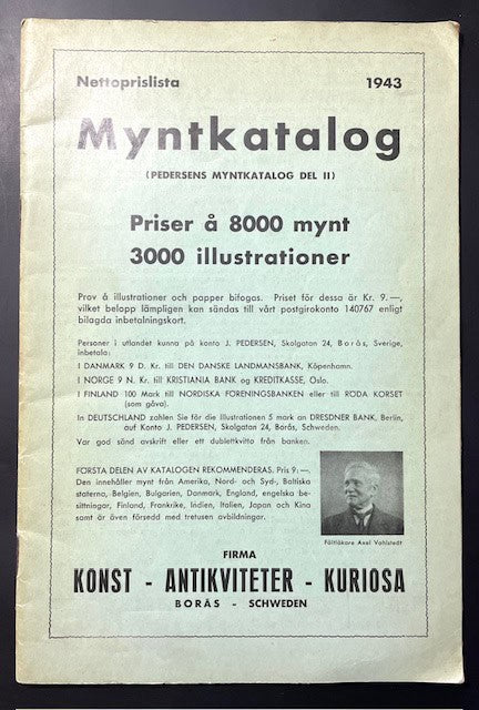Pedersen. : Pedersens Myntkatalog 1943, Del II.