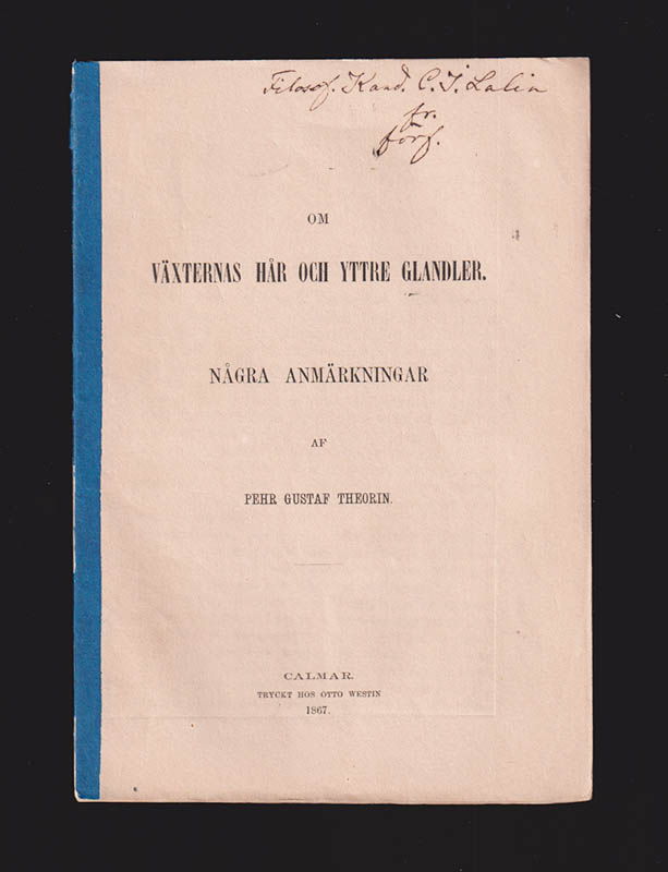 Pehr Gustaf Theorin : Om växternas hår och yttre glandler