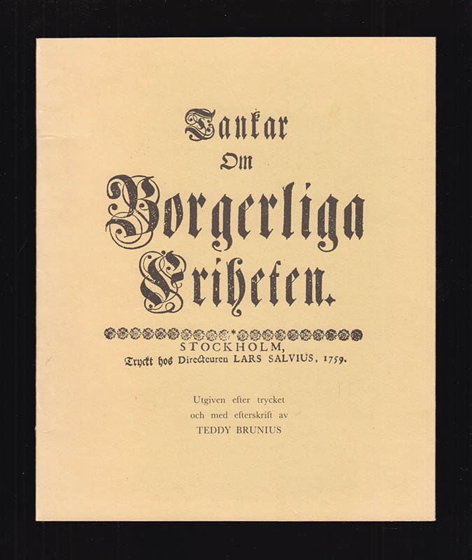 Peter Forsskål : Tankar om borgerliga friheten