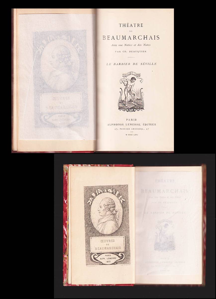 Pierre Augustin Caron de Beaumarchais : Théâtre de Beaumarchais. Avec une Notice et des Notes. Par Ch. Beauquier. Le barbier de Séville + Le mariage de Figaro