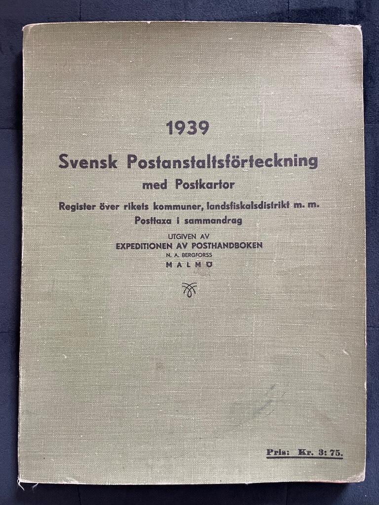 Postanstaltsförteckning med postkartor