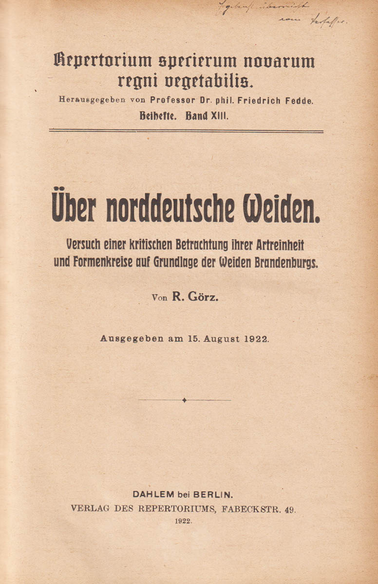 R Görz : Über norddeutsche Weiden