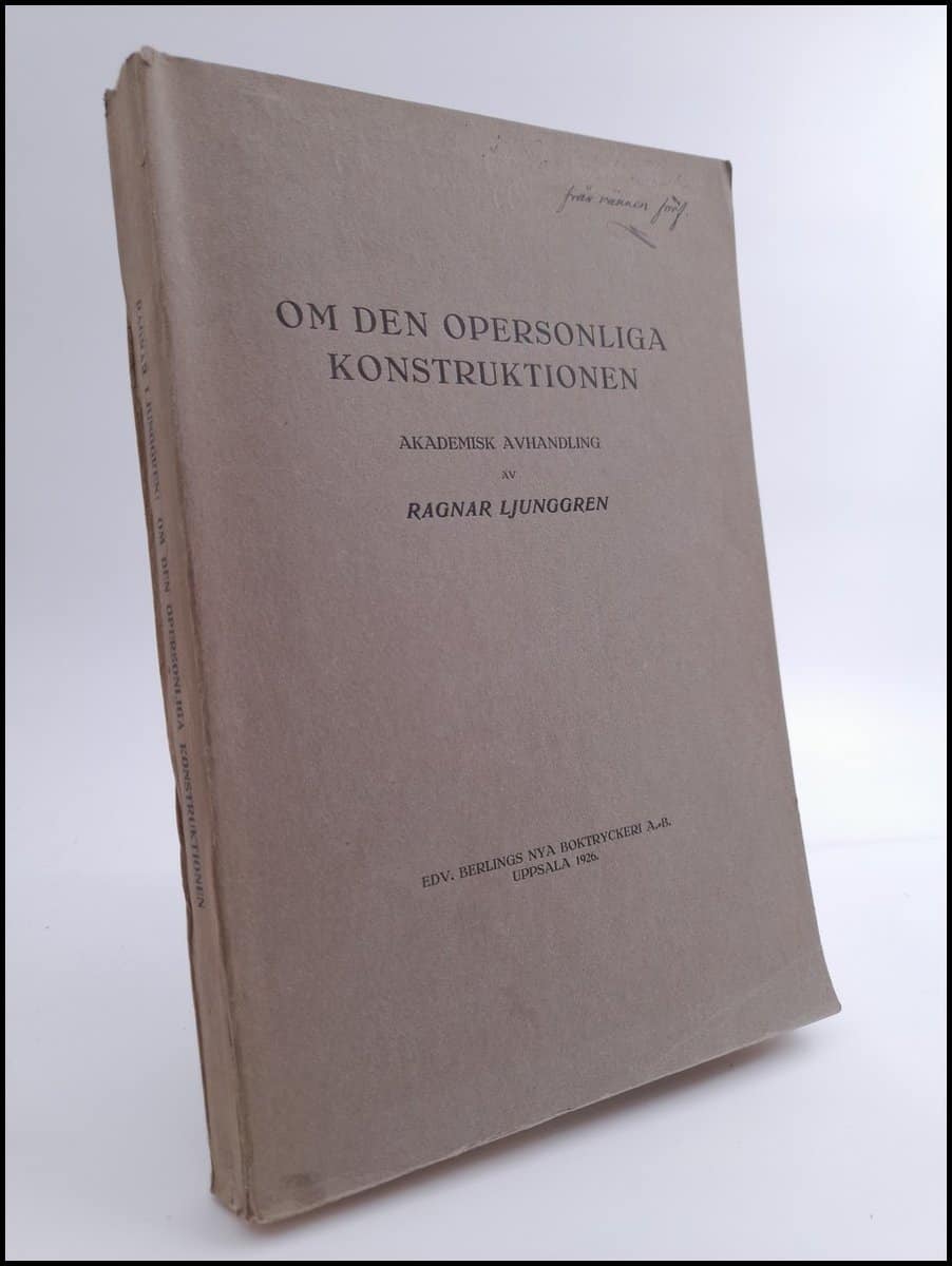 Ragnar Ljunggren : Om den opersonliga konstruktionen