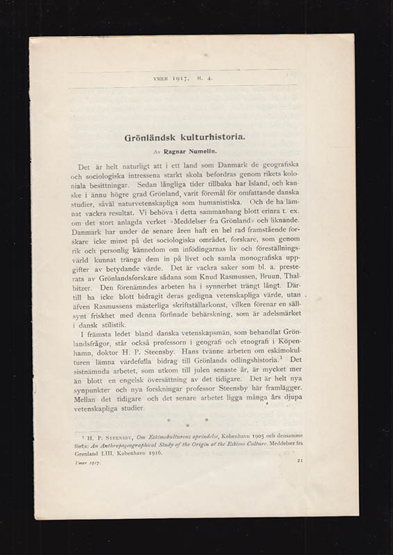 Ragnar Numelin : Grönländsk kulturhistoria