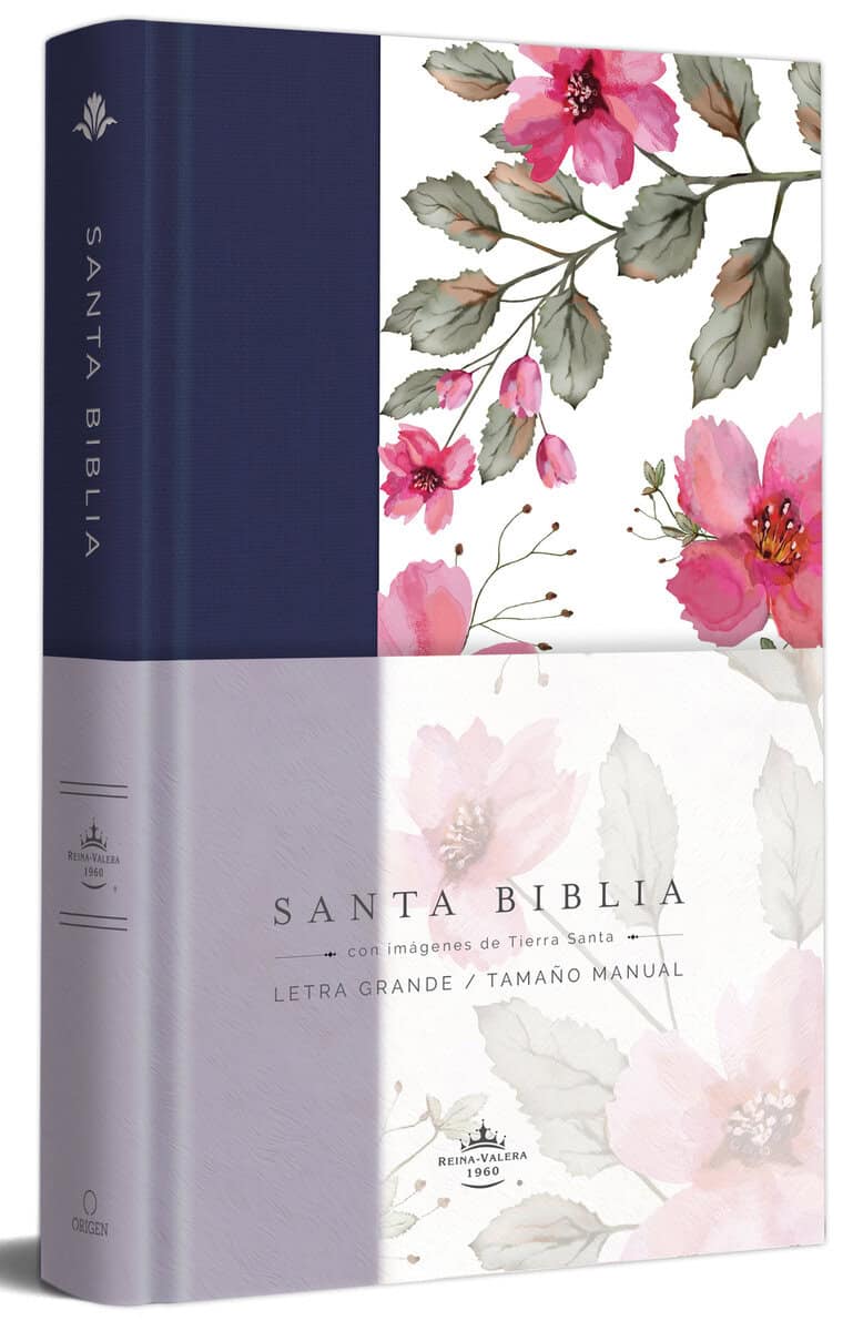 Reina Valera Revisada 1960 : Biblia RVR 1960 letra grande. Tapa dura tela azul púrpura con flores tamaño manu al / Bible RVR 1960 Handy Size Hardcover Cloth with Purple Blue Flowers