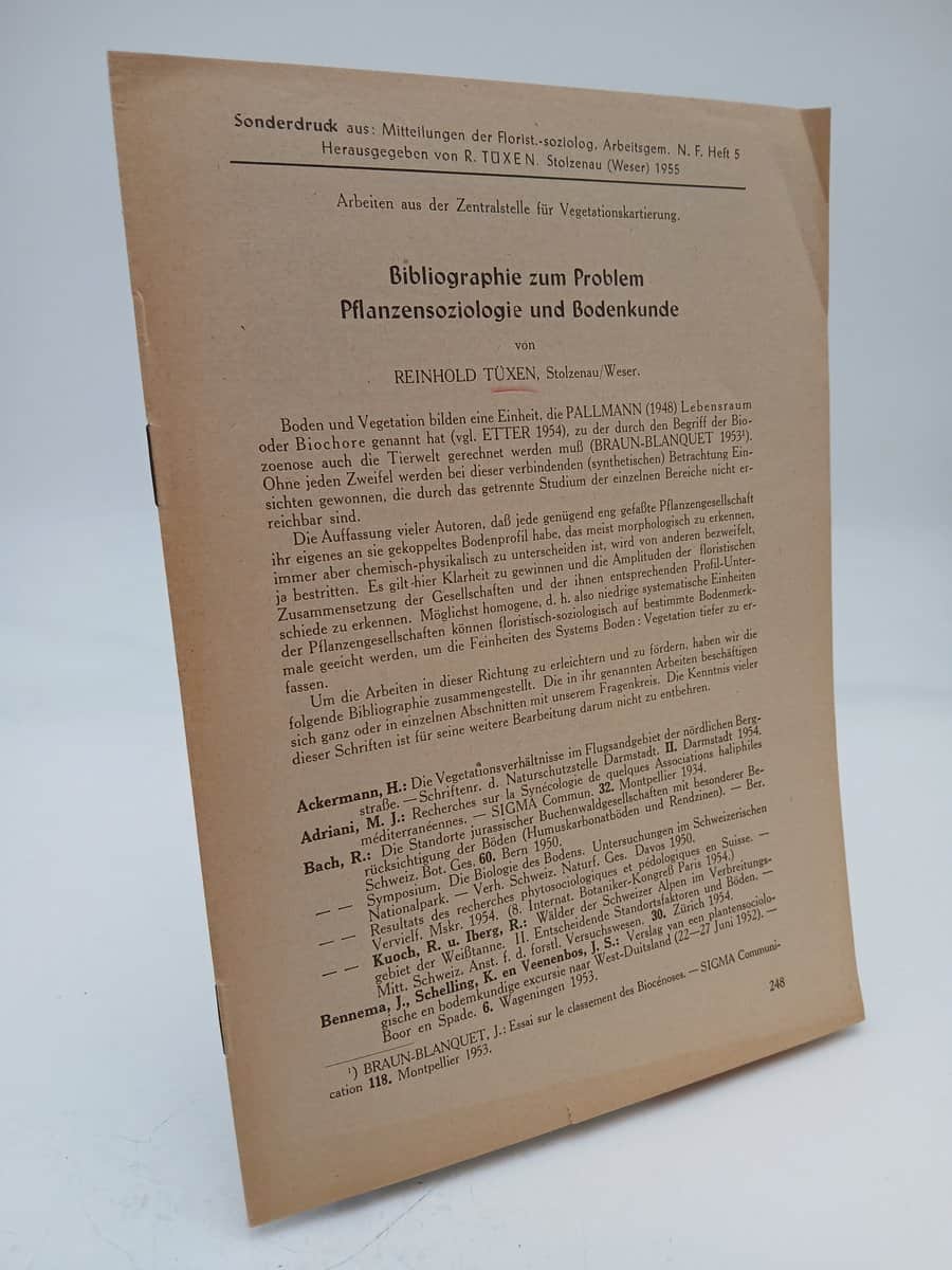 Reinhold Tüxen : Bibliographie zum Problem Pflanzensoziologie und Bodenkunde