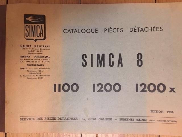 Reservdelskatalog Simca 8 1100 1200 1200x