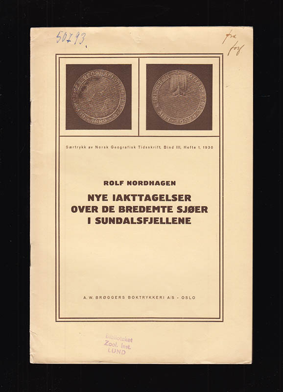 Rolf Nordhagen : Nye Iakttagelser Over de Bredemte Sjøer i Sundalsfjellene