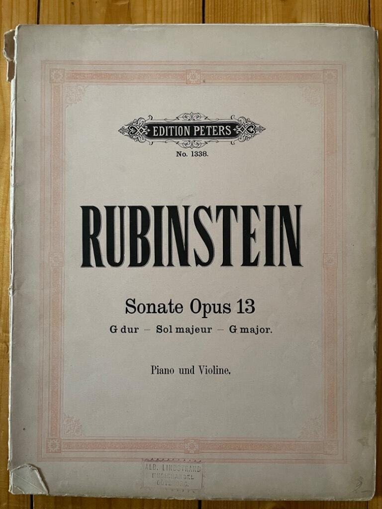Rubinstein : Sonate Opus 13 G dur Piano und Violine