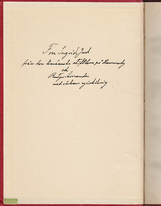 Rutger Sernander : Meddelanden från den linnéanska stiftelsen på Hammarby. Del I-XI, XIII, XIV (13 av 16 utgivna). Stiftelsens administration och allmänna utveckling 1929-1941 (XII, XV, XVI saknas)