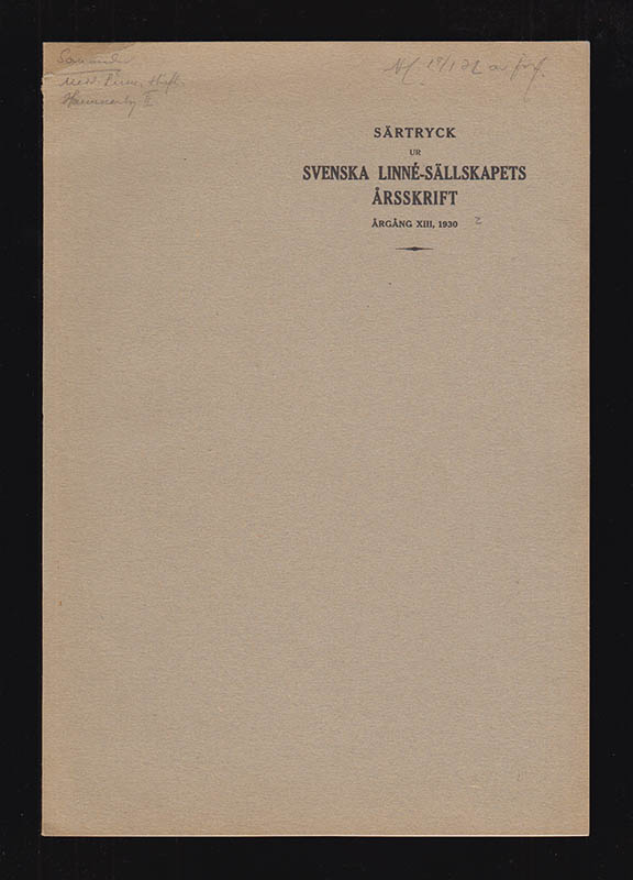 Rutger Sernander : Meddelanden från den linnéanska stiftelsen på Hammarby. II. Stiftelsens administration och allmänna utveckling 1929