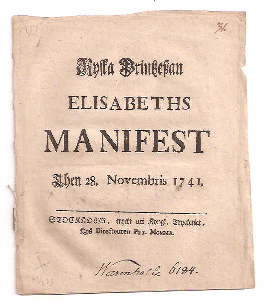 Ryska Prinsessan Elisabeths Manifest