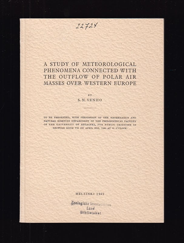 S. N. Venho : A Study of Meteorological Phenomena Connected with the Outflow of Polar Air Masses Over Western Europe