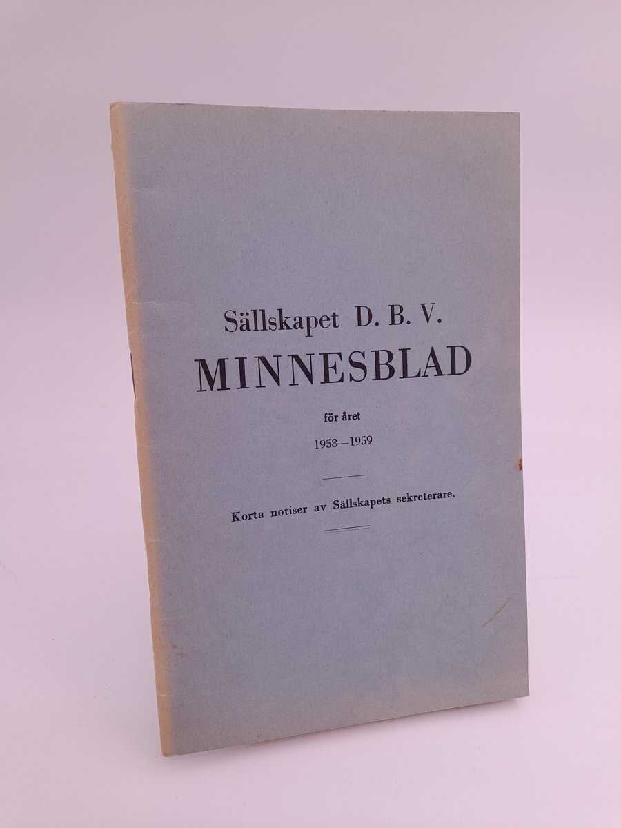 Sällskapet DBV minnesblad : 1958-59