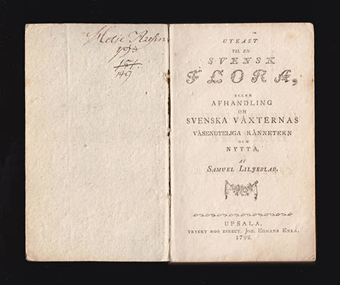 Samuel Liljeblad : Utkast til en svensk flora, eller Afhandling om svenska växternas väsendteliga kännetekn och nytta, af Samuel Liljeblad