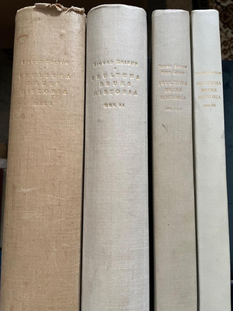 Sigurd Erixon : Skultuna Bruks Historia I + II Bruksområdet och socknen; II:1 Skultuna Bruks Historia 1607-1860; III Skultuna Bruks Historia.
