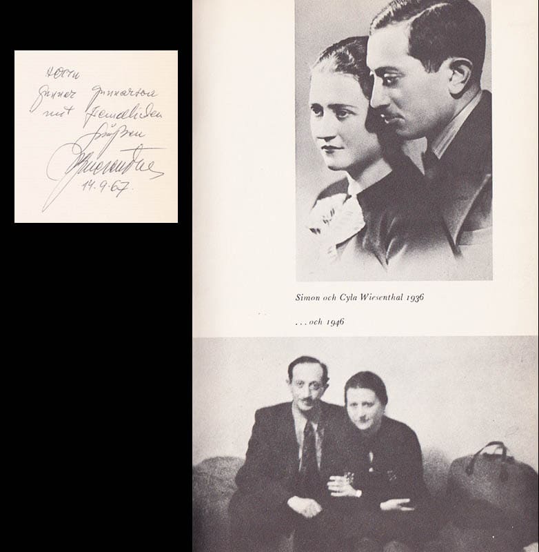 Simon Wiesenthal : Mördarna mitt ibland oss (dedikation)