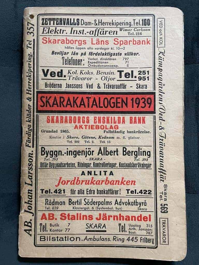 Skarakatalogen 1939