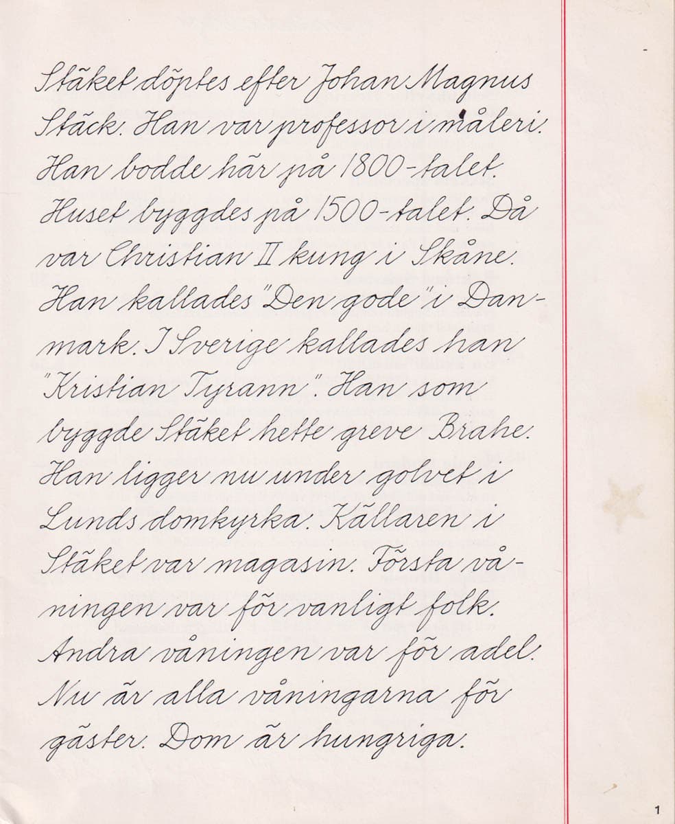 Stäket Matsedel. Direktion