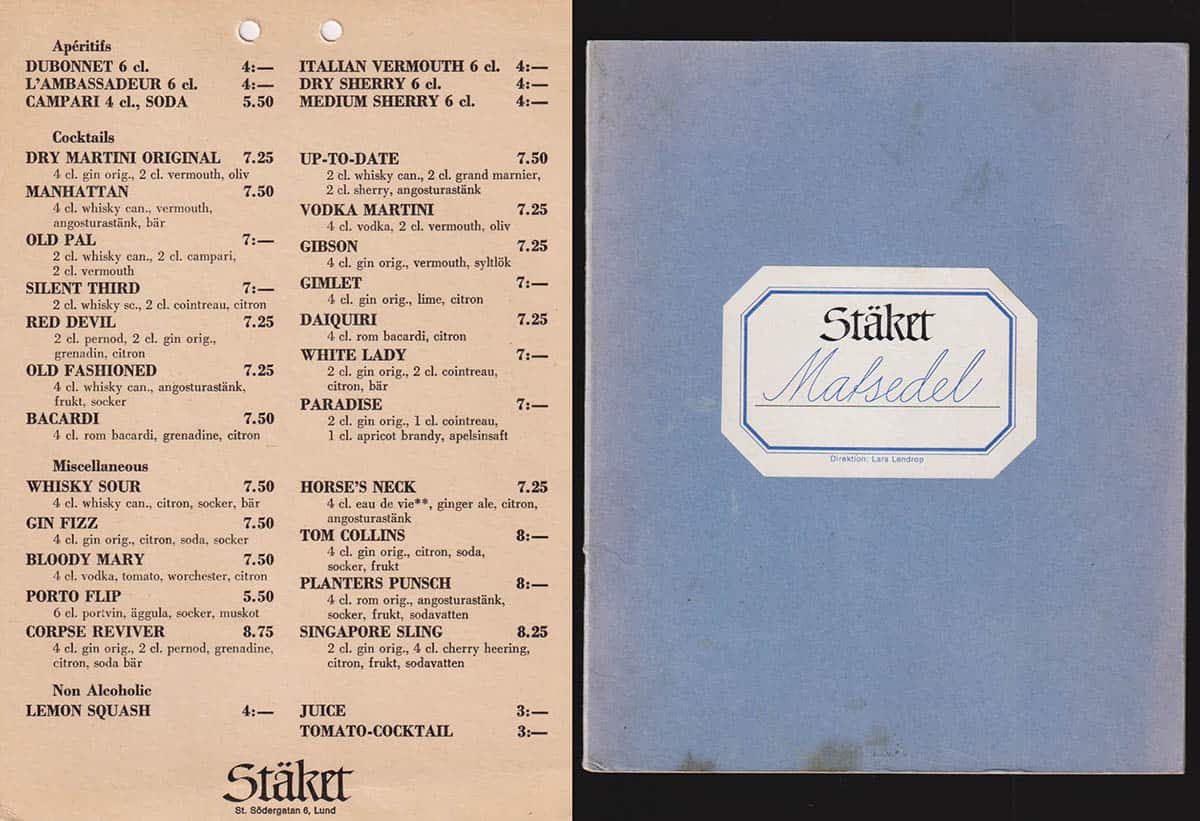 Stäket Matsedel. Direktion