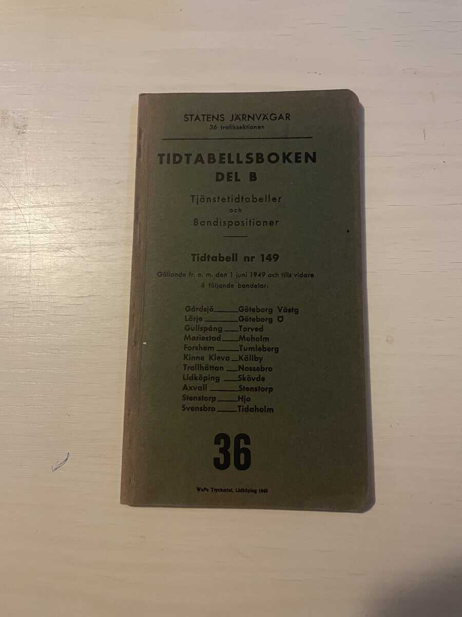 Statens järnvägar - Tidtabellsboken del B - Tidtabell nr 149