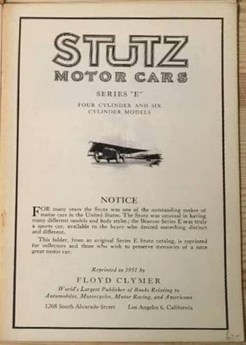 Stutz Motor Cars series 'E'
