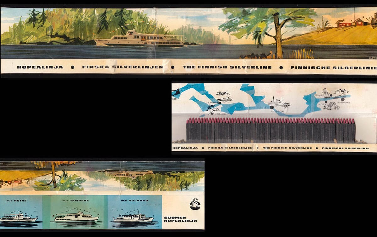 Suomen Hopealinja ; Finska Silverlinjen ; The Finnish Silverline ; Finnische Silberlinie : Tändsticksplån med tändstickor