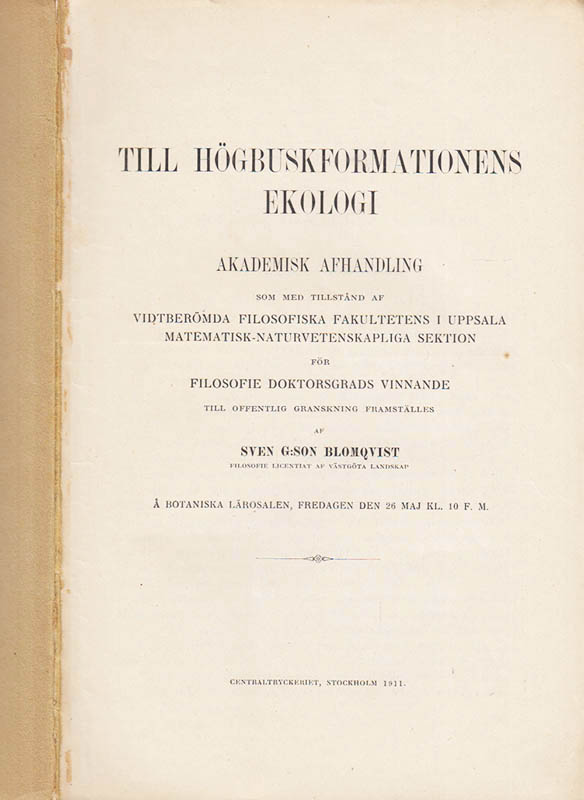 Sven G:son Blomqvist : Till högbuskformationens ekologi