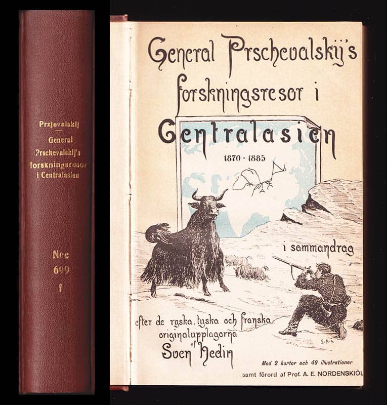 Sven Hedin : General Prschevalskij's forskningsresor i Centralasien. I sammandrag efter de ryska, tyska och franska originalupplagorna af Sven Hedin. Med 2 kartor och 79 illustrationer. Förord af A. E. Nordenskiöld