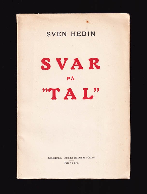 Sven Hedin : Svar på 'tal'