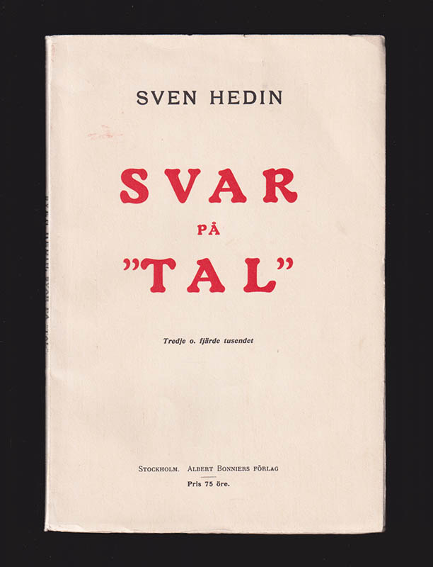 Sven Hedin : Svar på 'tal'